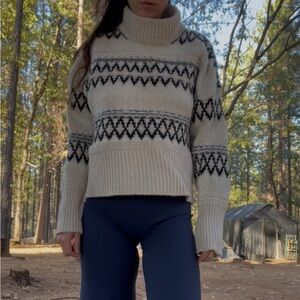 rag & bone Cream and Black mock Turtleneck Sweater size XS 100% wool